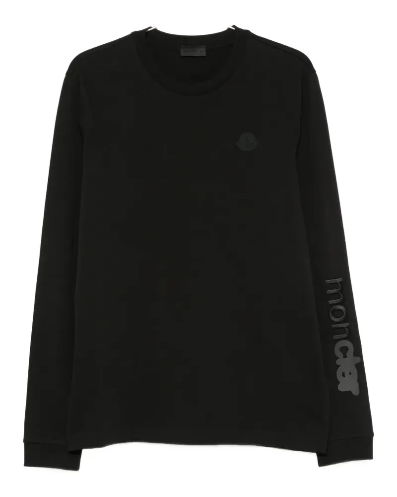 Moncler logo-patch long-sleeve T-shirt - Schwarz Schwarz