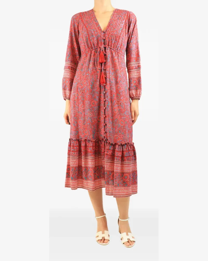 Veronica Beard floral-print tiered midi dress - Rot Rot