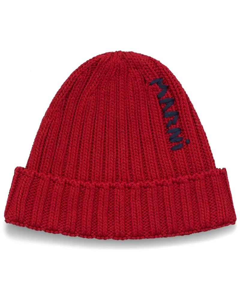 Marni Beanie mit Logo-Stickerei - Rot Rot