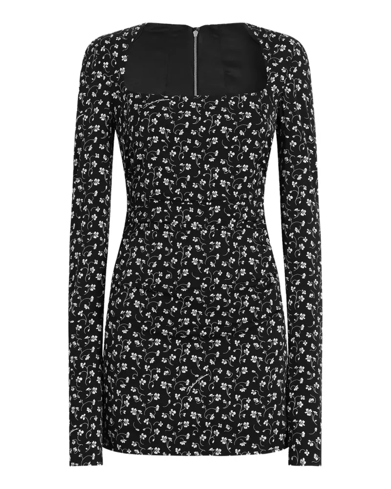 Dolce & Gabbana Charmeuse-Kleid mit Print eines vierblättrigen Kleeblatts - Schwarz Schwarz