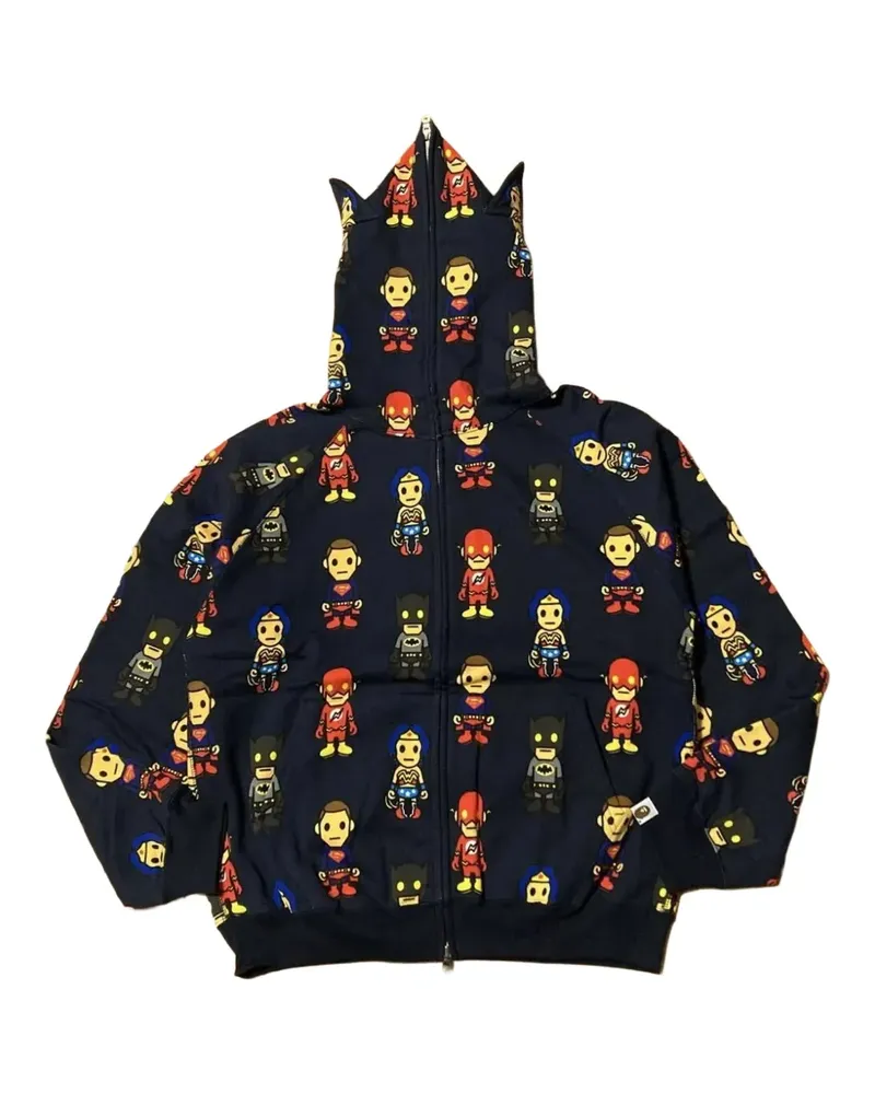 BAPE x DC Comics graphic-print zip-up hoodie - Blau Blau