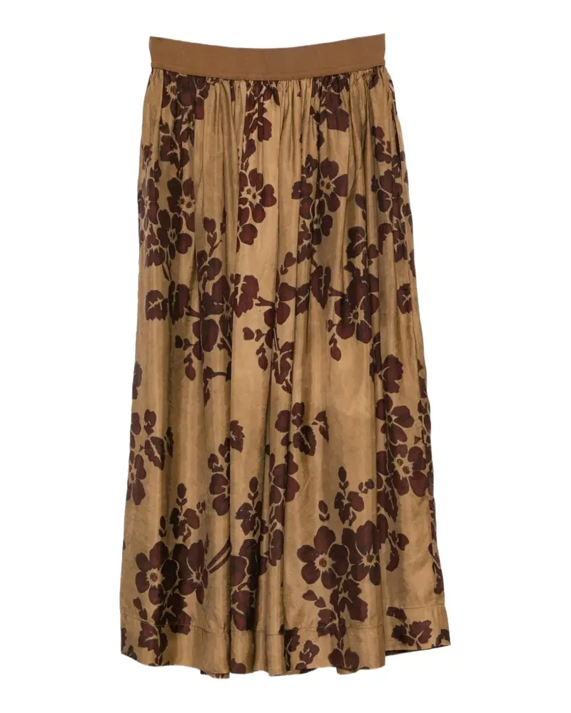 Uma Wang Gillian floral-print pleated skirt - Braun Braun