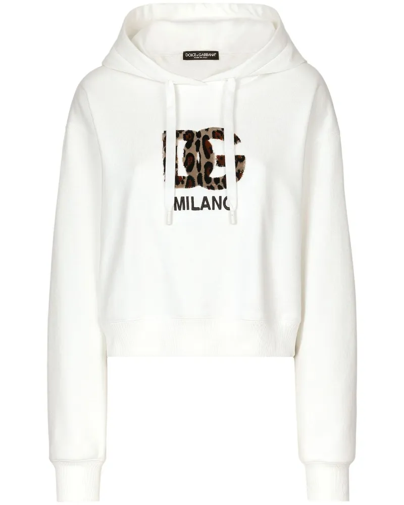 Dolce & Gabbana Hoodie mit Logo-Patch Weiß