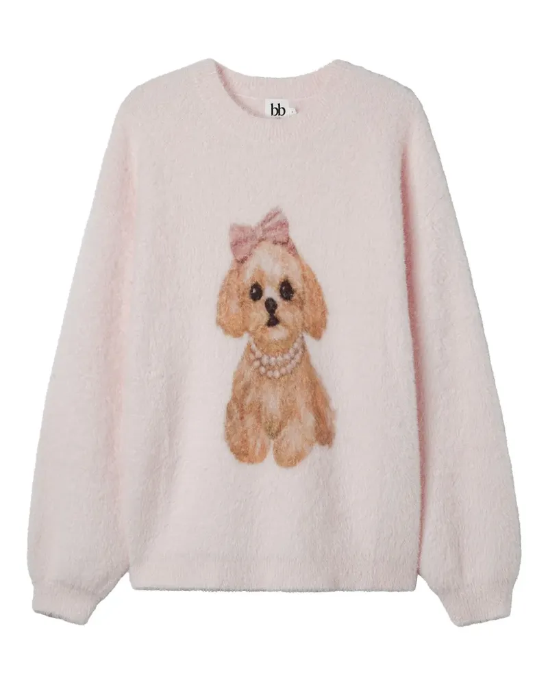b+ab Pullover mit Hunde-Print - Rosa Rosa