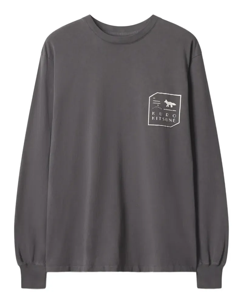 Kitsuné Langarmshirt mit Logo-Print - Grau Grau
