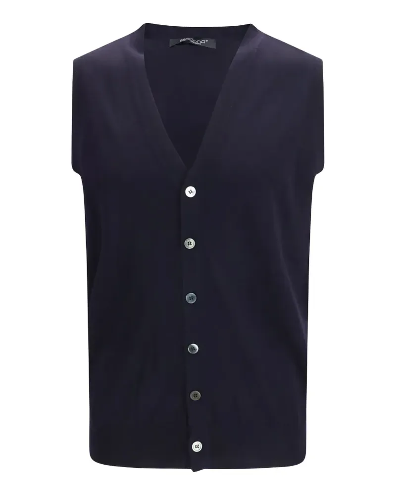 ARAGONA V-neck sleeveless cardigan - Blau Blau