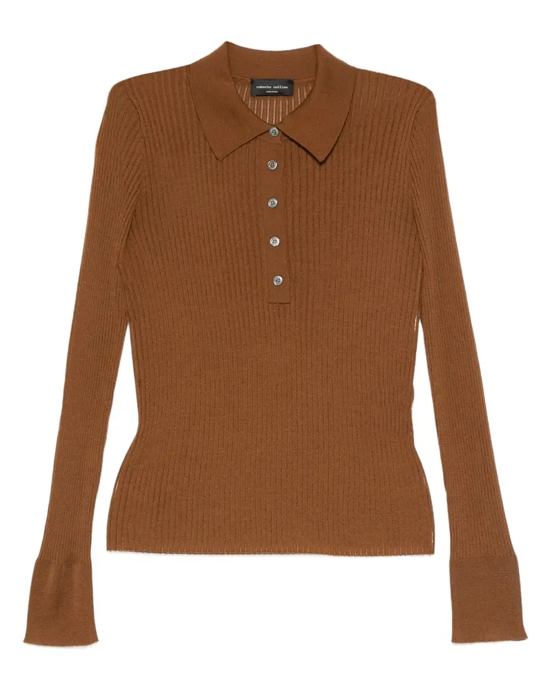 Roberto Collina ribbed polo-neck sweater - Braun Braun