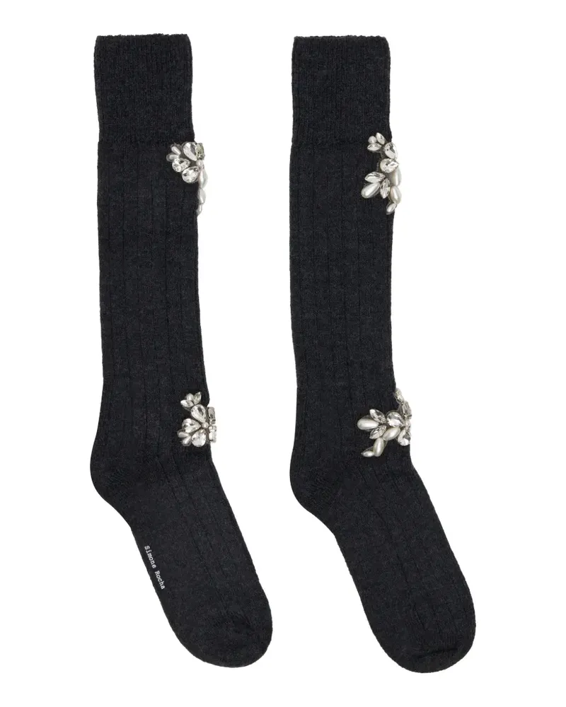 Simone Rocha Gerippte Socken mit Schmucksteinen - Grau Grau