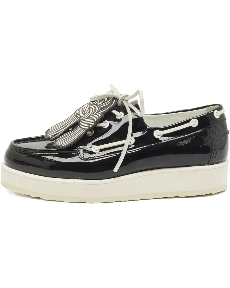 Pierre Hardy Pre-owned Loafer aus Lackleder mit Knotendetail - Schwarz Schwarz