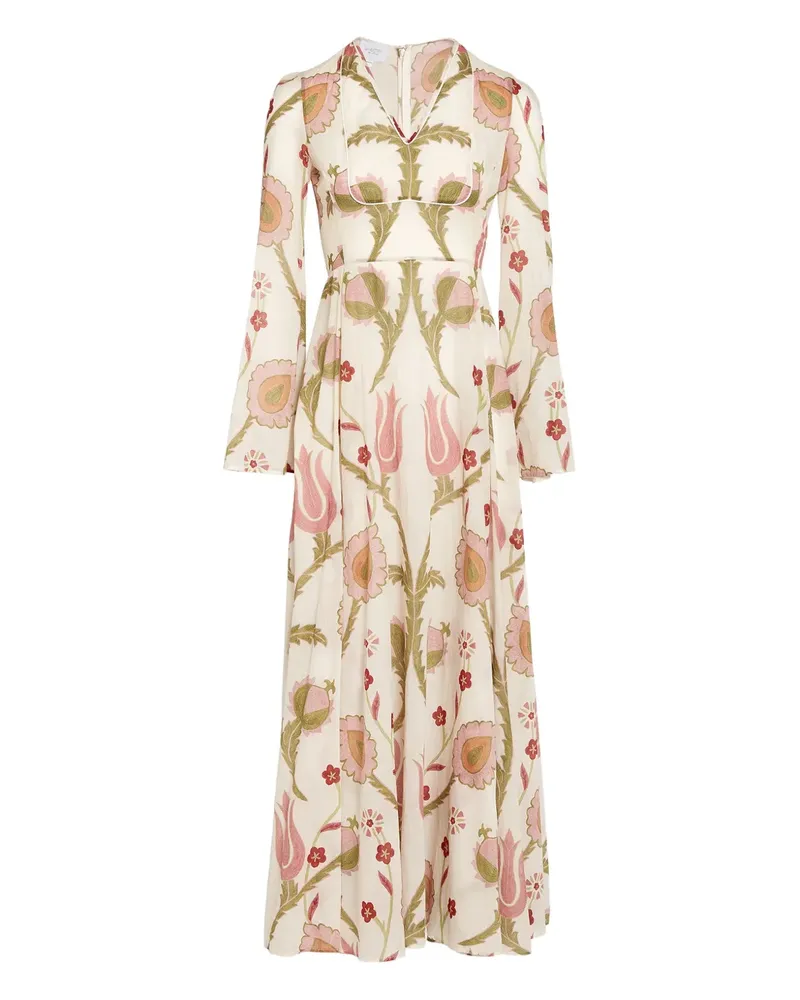 Giambattista Valli Langärmeliges Maxikleid mit Blumenmotiv - Nude Nude