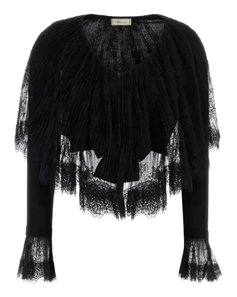 Blumarine Cardigan mit Spitzenbesatz - Schwarz Schwarz