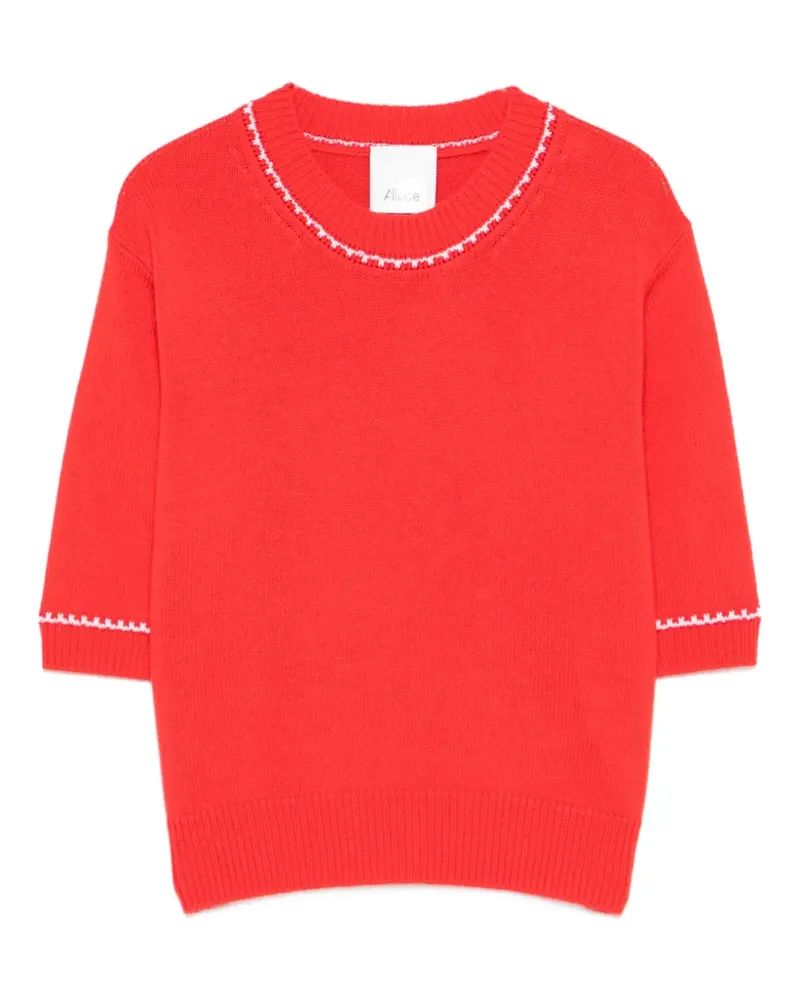 ALLUDE T-Shirt mit geripptem Saum - Rot Rot