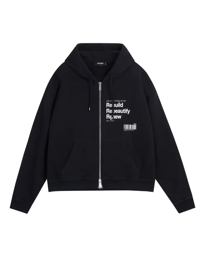 Dsquared2 Kapuzenjacke mit Reißverschluss - Schwarz Schwarz