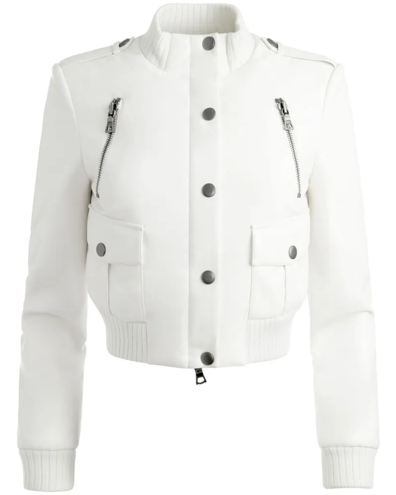 Alice + Olivia Ria Cropped-Jacke aus Faux-Leder - Weiß Weiß