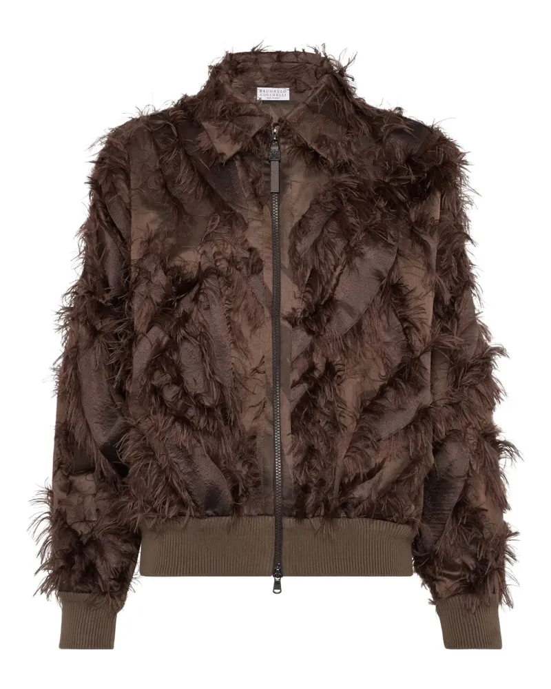 Brunello Cucinelli Bomberjacke mit Federbesatz - Braun Braun