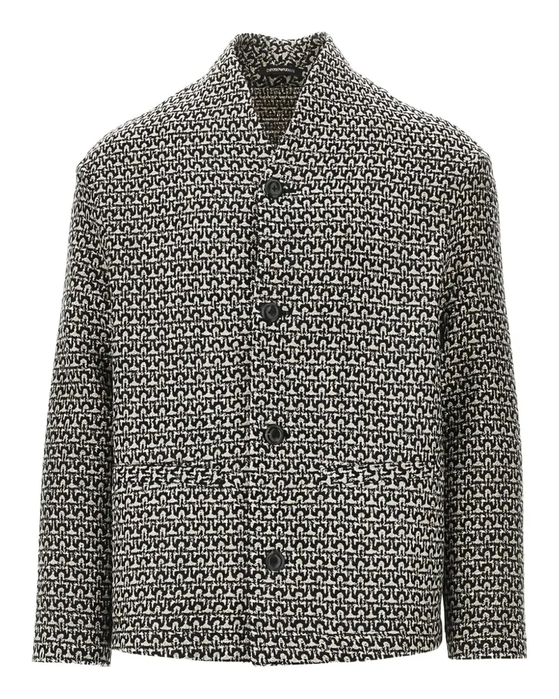 Emporio Armani virgin-wool-blend textured cardigan - Schwarz Schwarz