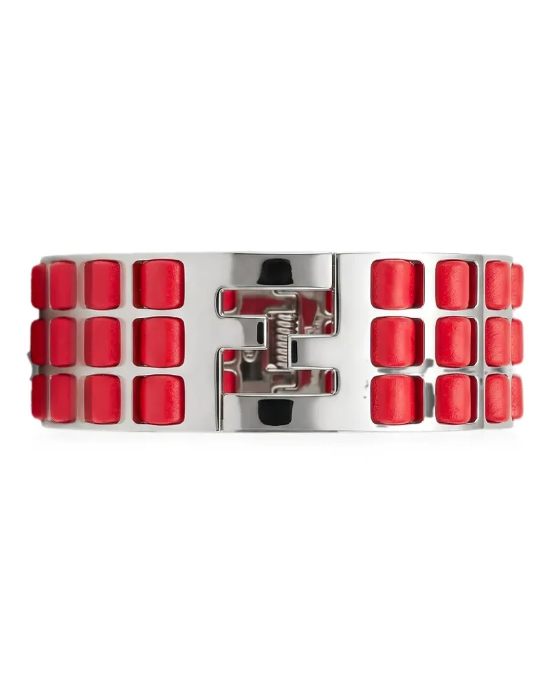 Fendi FF motif leather-panelled bracelet - Silber Silber