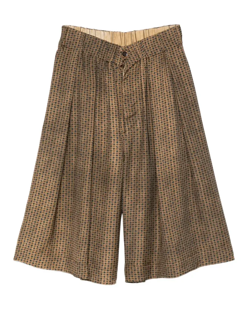 Uma Wang geometric-print pleated shorts - Braun Braun