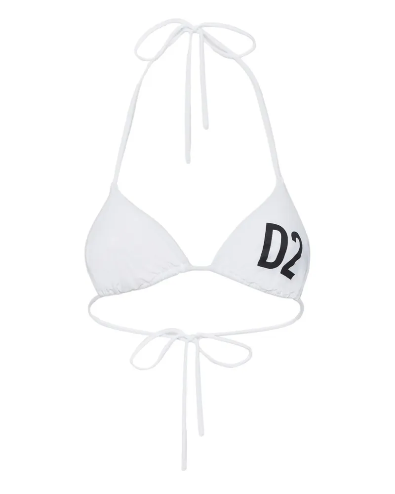 Dsquared2 Bikinioberteil mit Logo-Print - Weiß Weiß