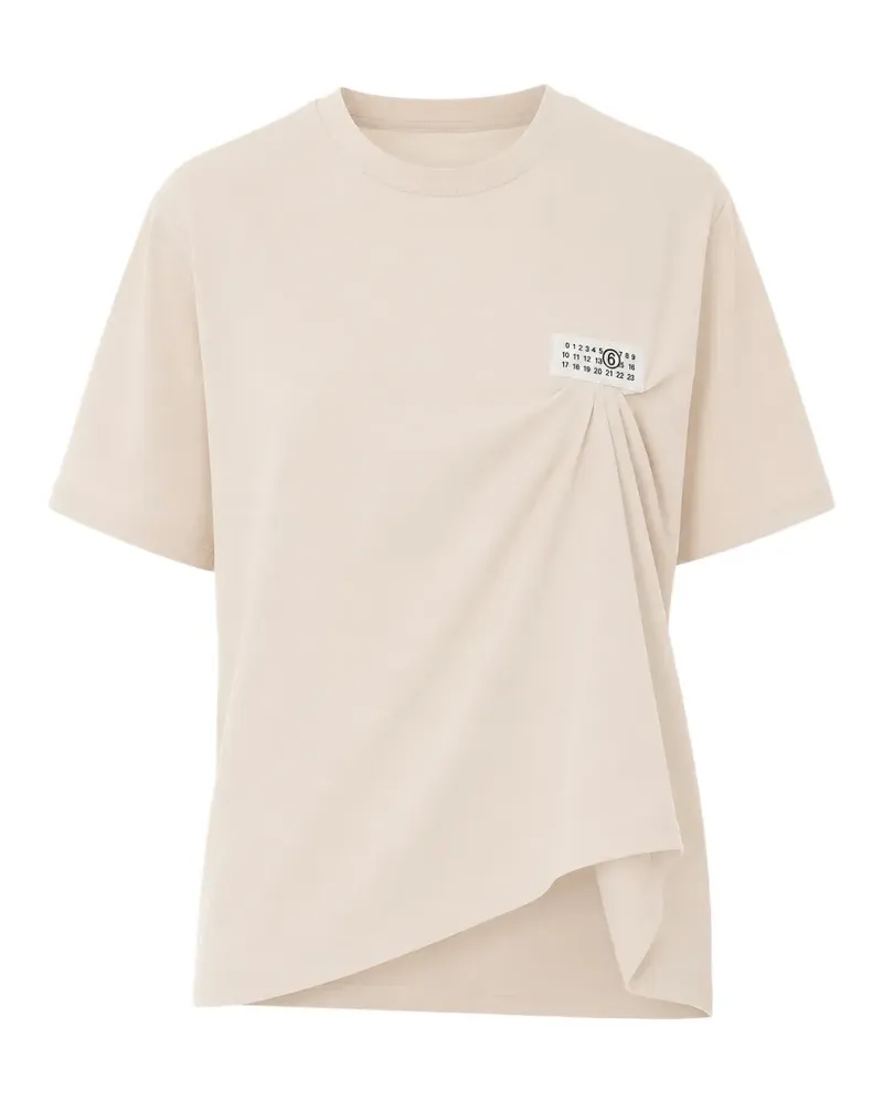 Maison Margiela Drapiertes T-Shirt mit Logo - Nude Nude