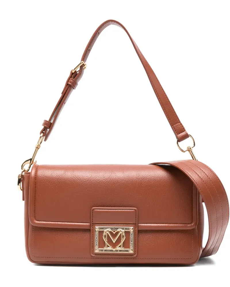 Moschino Locked In Schultertasche mit Logo-Schild - Braun Braun