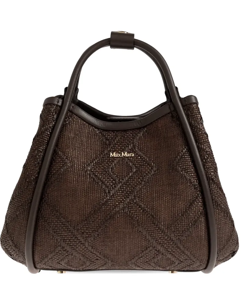 Max Mara Extrakleine gewebte Marine Tote Bag - Braun Braun