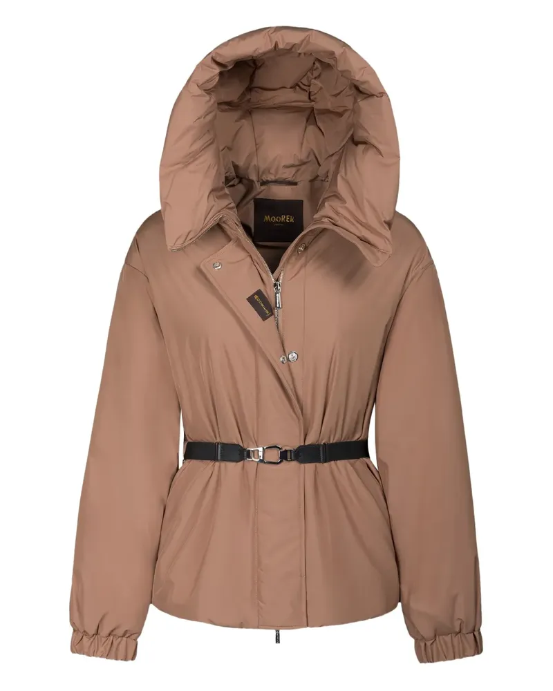 MOORER hooded belted jacket - Nude Nude