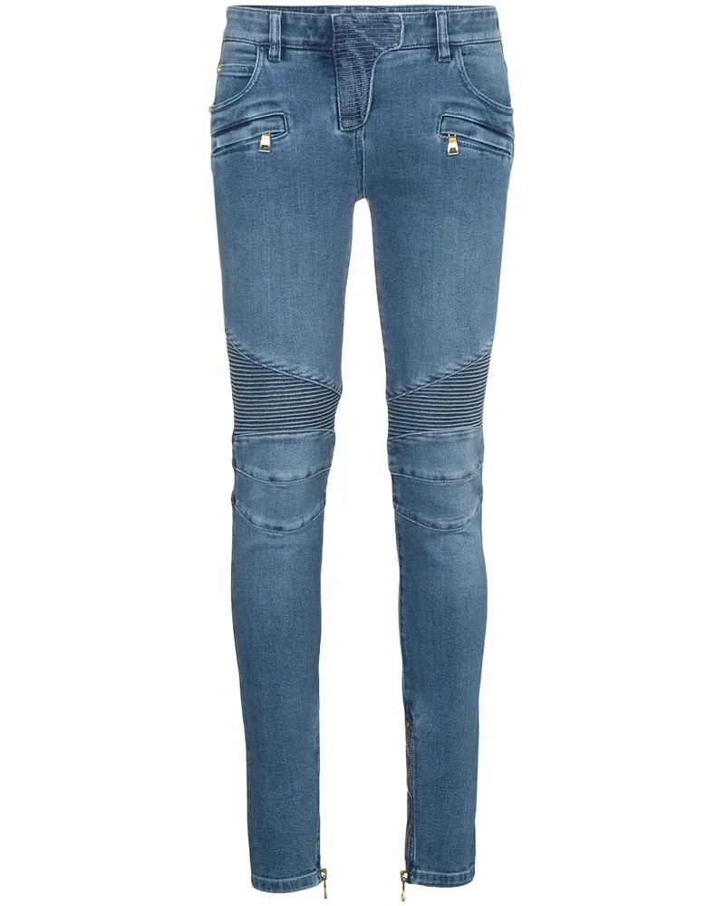 Balmain Moto' Skinny-Jeans - Blau Blau