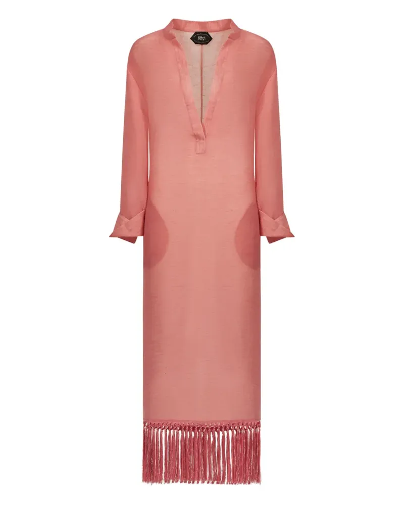 Taller Marmo Bahamas Maxikleid mit Fransensaum - Rosa Rosa