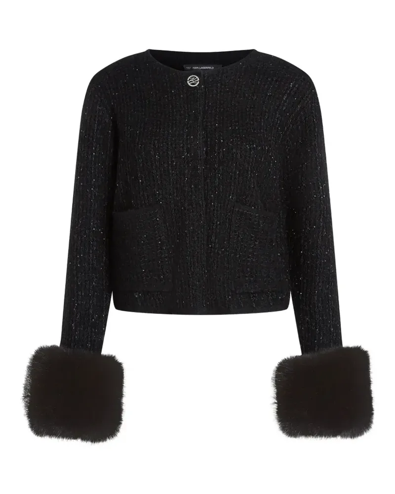 Karl Lagerfeld Cardigan mit Pelzbesatz - Schwarz Schwarz