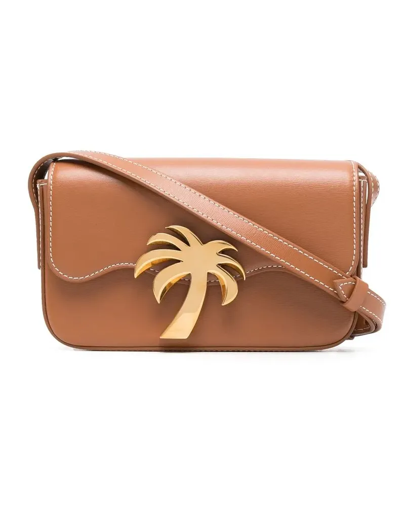 Palm Angels Schultertasche mit Logo-Schild - Braun Braun