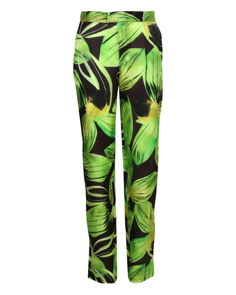 Louisa Ballou Hose mit Blatt-Print - Schwarz Schwarz