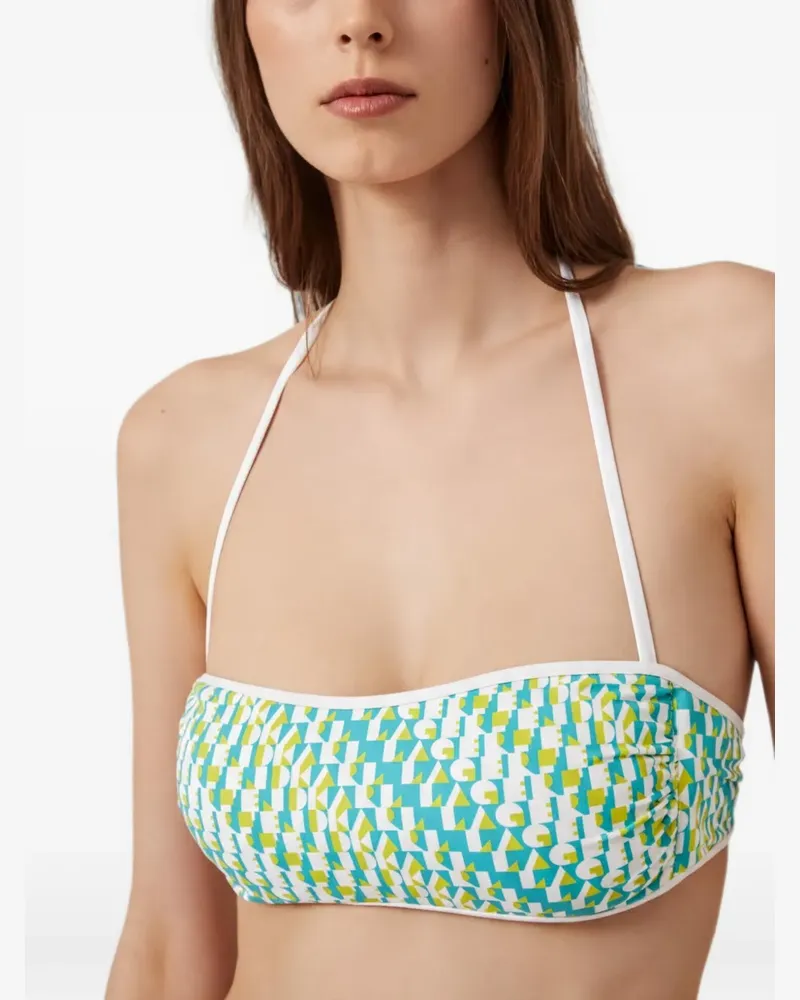 Karl Lagerfeld monogram-print bikini top - Weiß Weiß