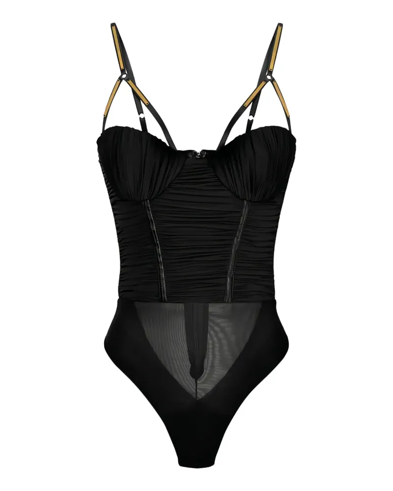Elisabetta Franchi embellished-strap bodysuit - Schwarz Schwarz