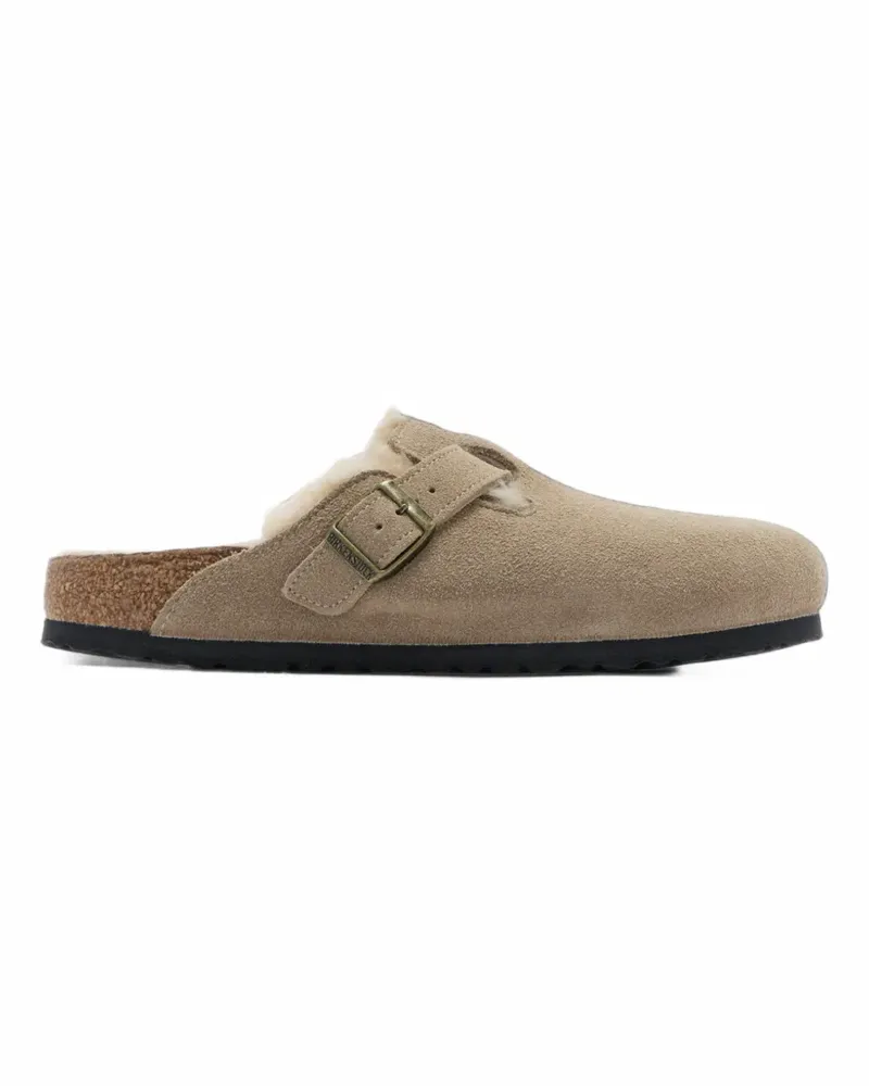 Birkenstock Boston shearling-lined flat mules - Nude Nude