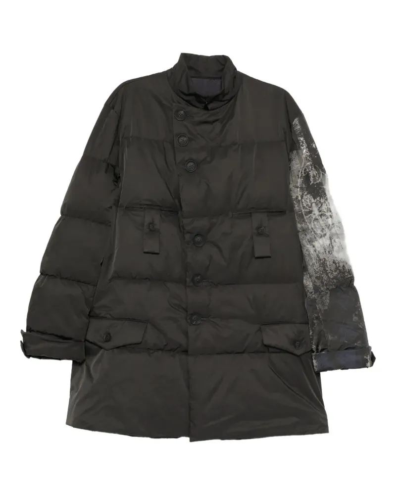 Yohji Yamamoto Gefütterte Jacke mit grafischem Print - Schwarz Schwarz