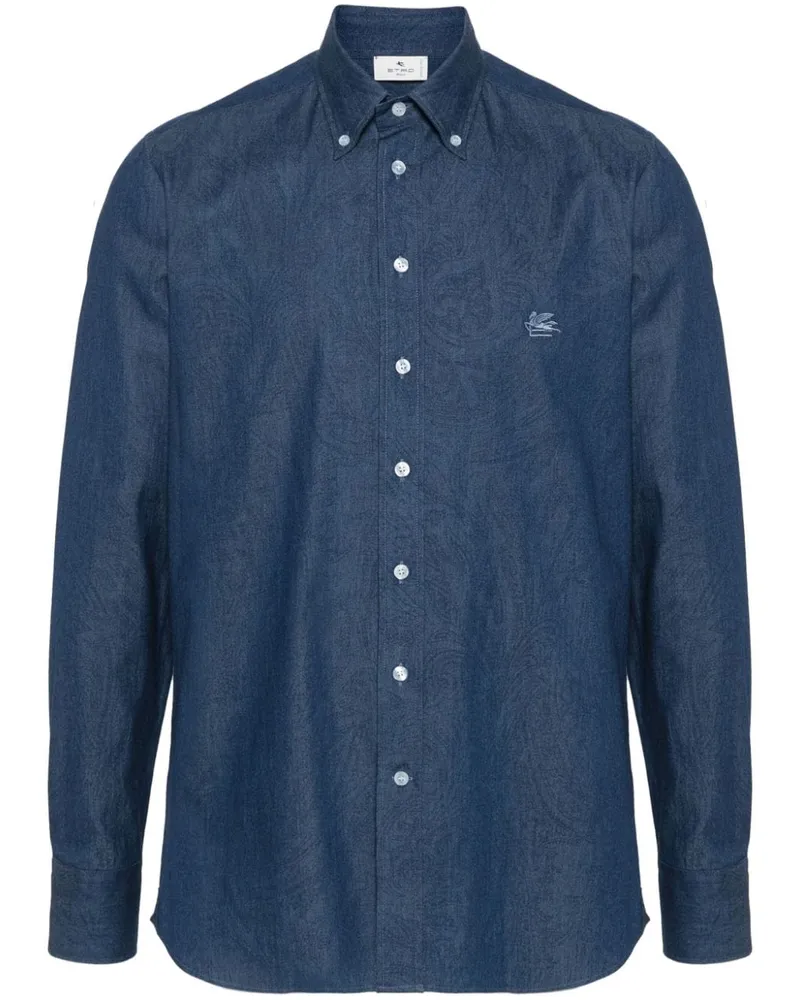 Etro Ausgeblichenes Paisley Jeanshemd - Blau Blau