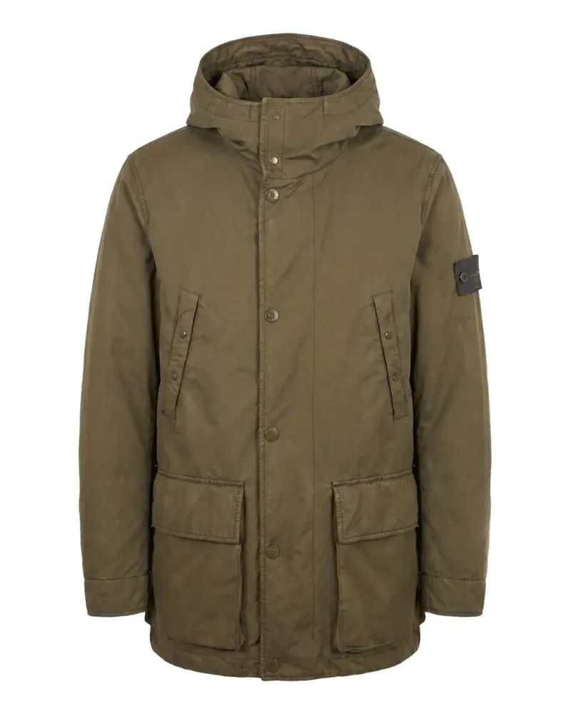 Stone Island logo-patch hooded coat - Grün Grün