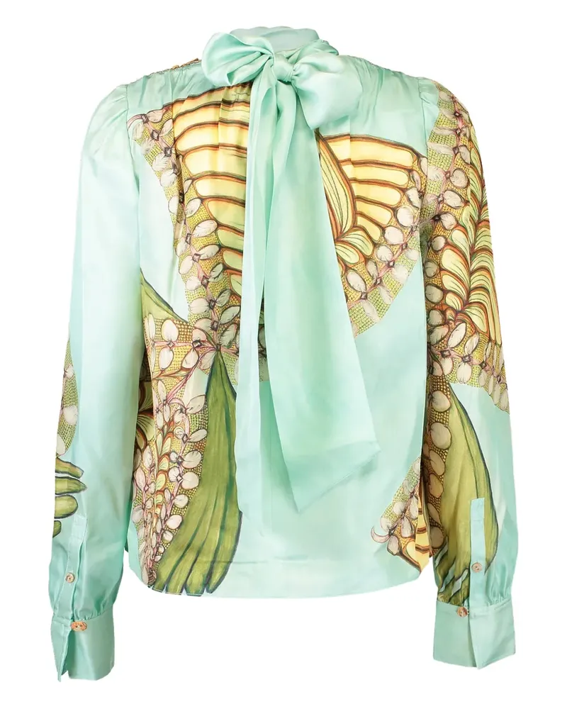 Ulla Johnson Bluse mit Schleifenkragen - Grün Grün