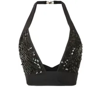 Bikinioberteil mit Pailletten - Schwarz