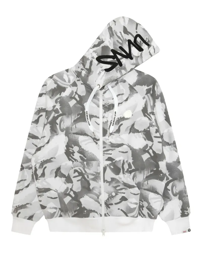 BAPE Kapuzenjacke mit Camouflage-Print - Weiß Weiß