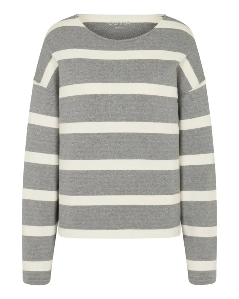 Juvia Gestreifter Pullover mit Logo - Grau Grau