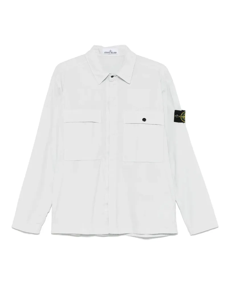 Stone Island Hemdjacke mit Kompass-Patch - Blau Blau