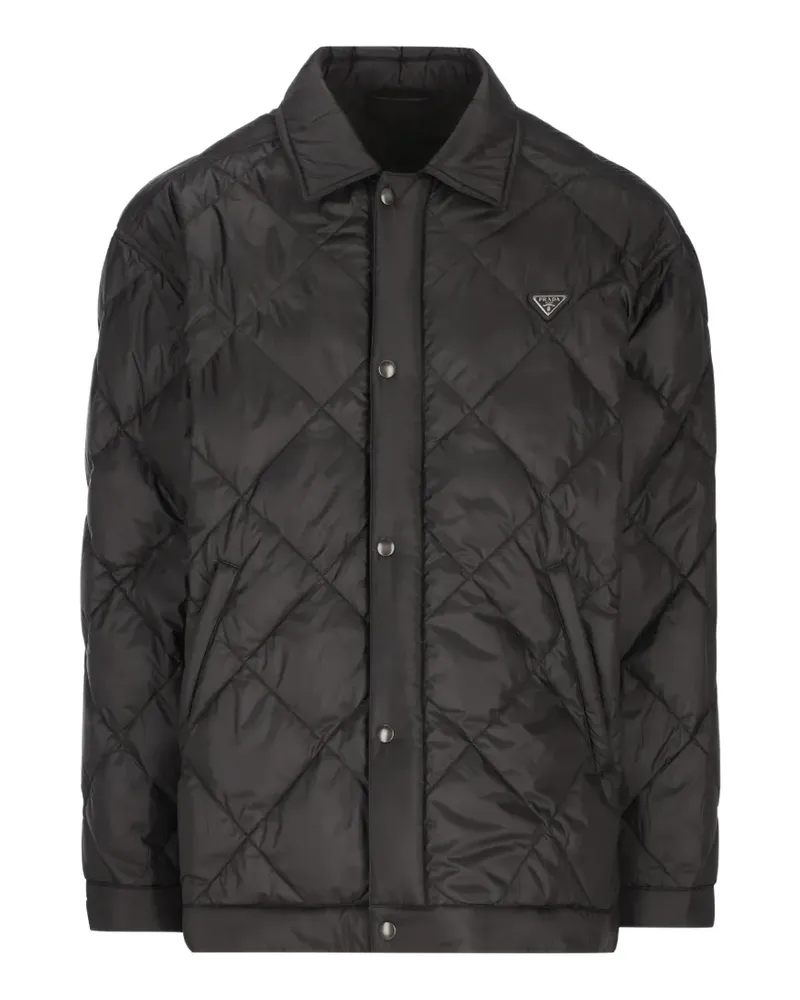 Prada quilted logo-plaque coat - Schwarz Schwarz