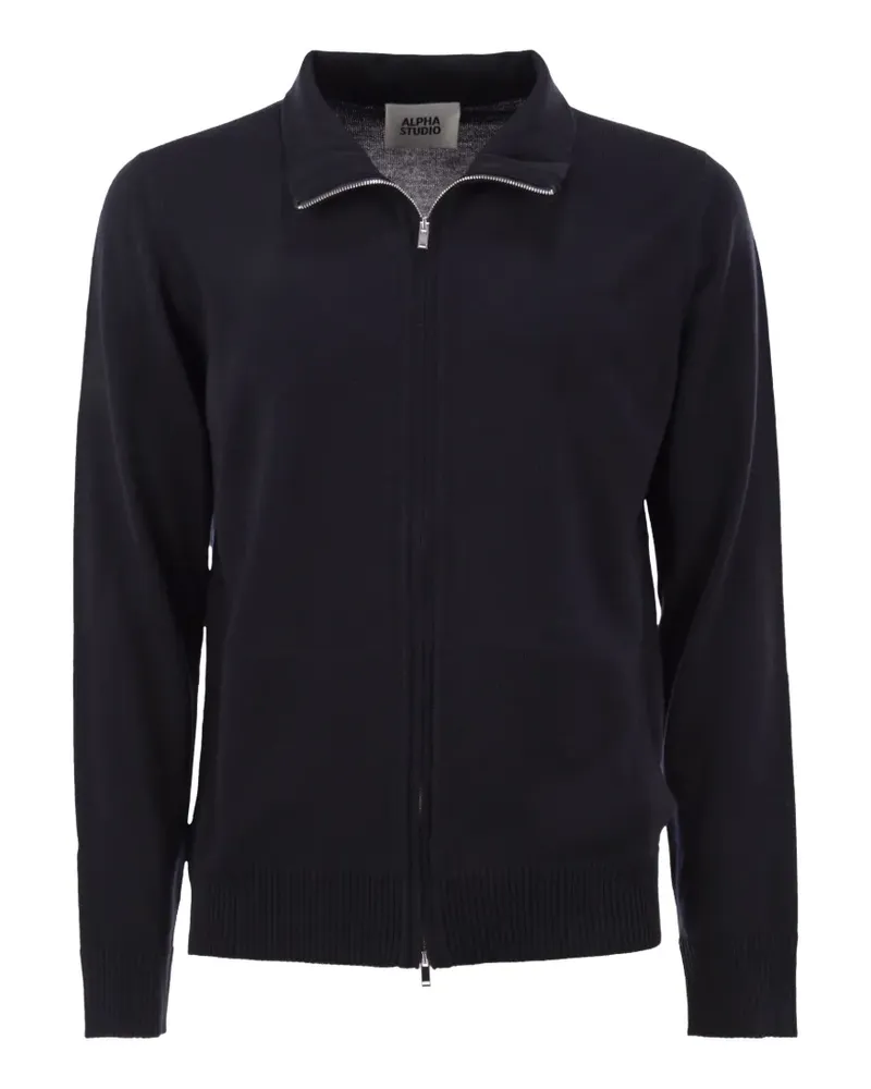 Alpha Studio merino wool zip-up cardigan - Blau Blau