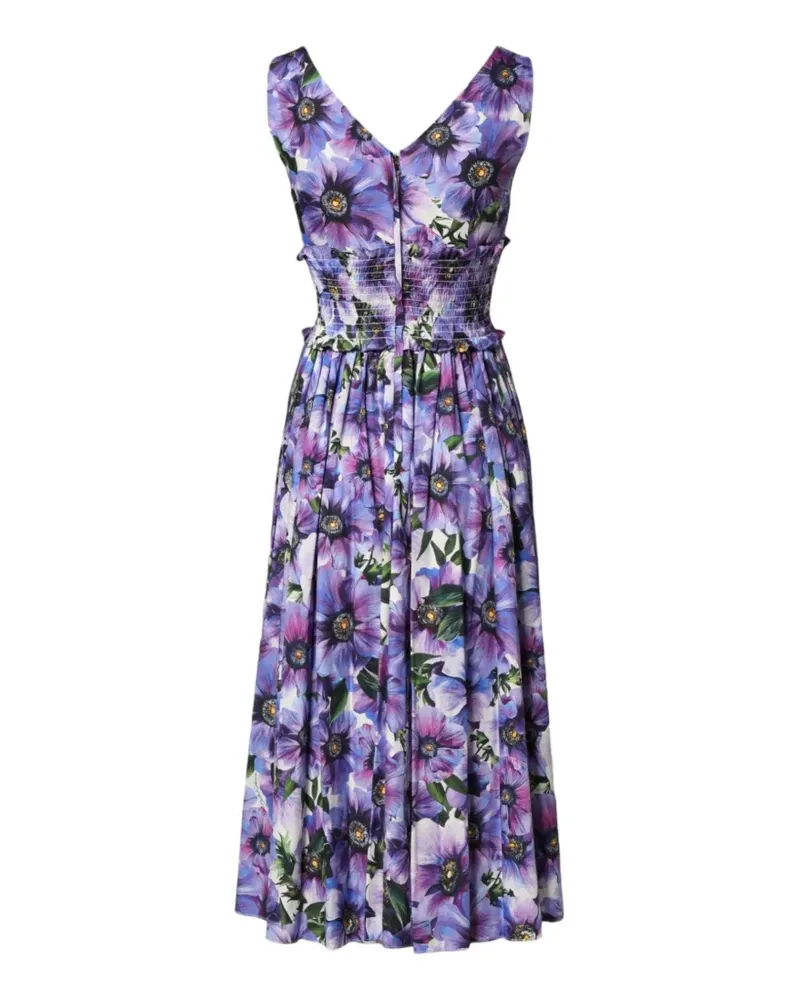 Dolce & Gabbana Falten-Midikleid mit Anemonen-Print - Violett Violett