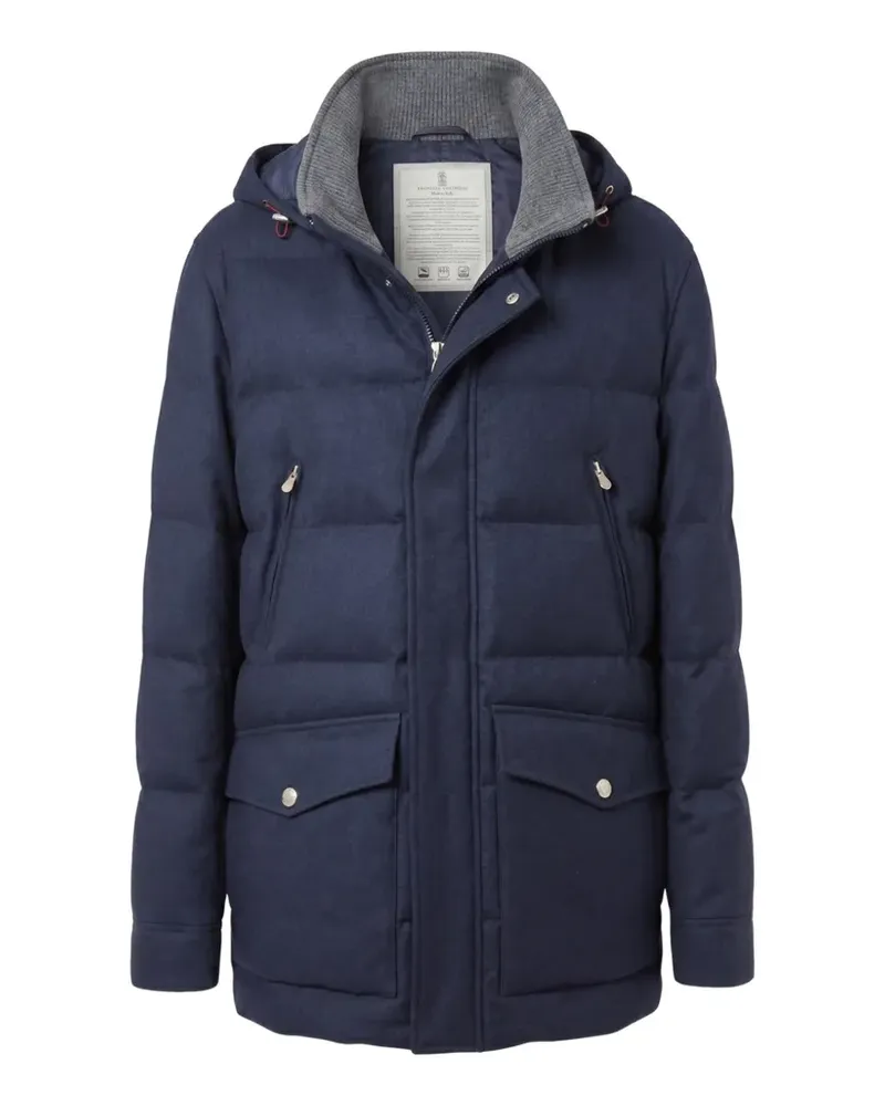 Brunello Cucinelli quilted hooded jacket - CYG13 Blue Cyg13