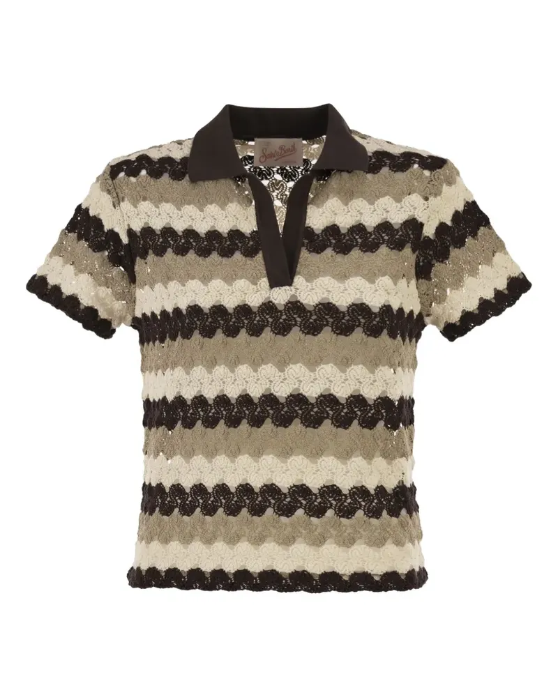 MC2 Saint Barth striped-crochet T-shirt - Braun Braun