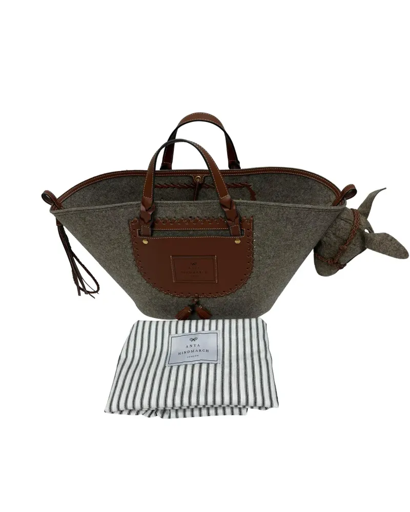 Anya Hindmarch Donkey motif felt tote bag - Grau Grau