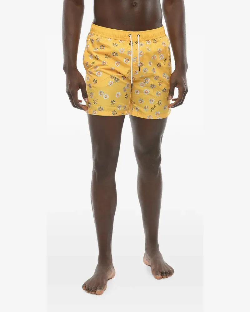 Karl Lagerfeld Badeshorts mit Blumenprint - Gelb Gelb